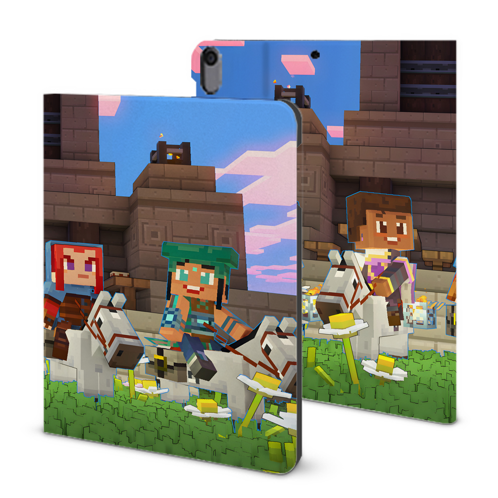 （画像用） マインクラフト ブロックの世界 Minecraft MC Block world IPad ケース ブック型 PUレザー TPU 耐衝撃 軽量 薄型 ペン収納なし 全面保護 IPad 各モデル対応